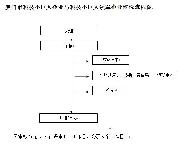 廈門市科技小巨人領(lǐng)軍企業(yè)流程圖